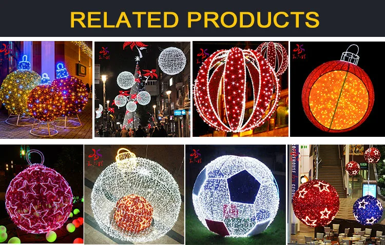 Christmas Decorations Outdoor Round LED Sphere Waterproof Lighting 3D Motif Ball Lights