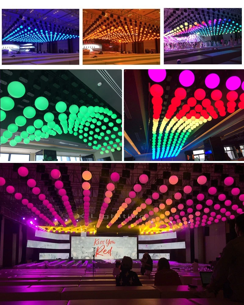 DMX Winch LED Lifting Ball Decoration 3D Kinetic Lights up and Down Colorful Kinetic Balls