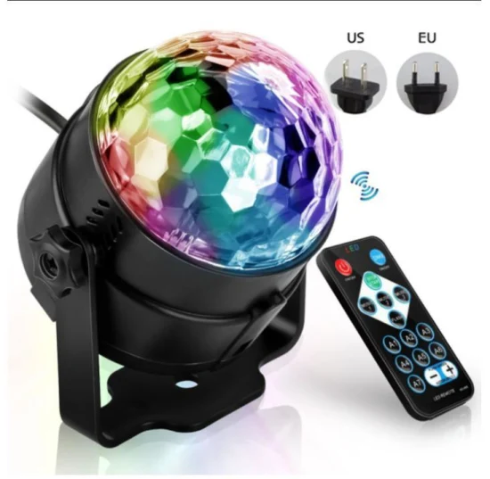 Sound Activated Rotating Disco Ball DJ Party Lights 3W 3LED RGB LED Stage Lights for Christmas Wedding Sound Party Lights