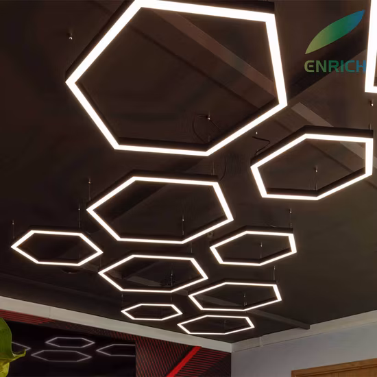 Customized Size RGB Color Changing Hexagonal LED Pendant Light Acoustic Panel Light for Office