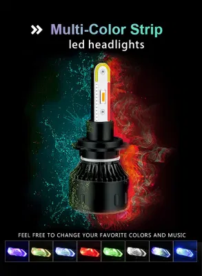 2020 New 2pcscolorful RGB LED Car Light H4 H11 RGB Headlight Kit Fog Lights APP Bluetooth Control Bulbs Lamp Car Accessories